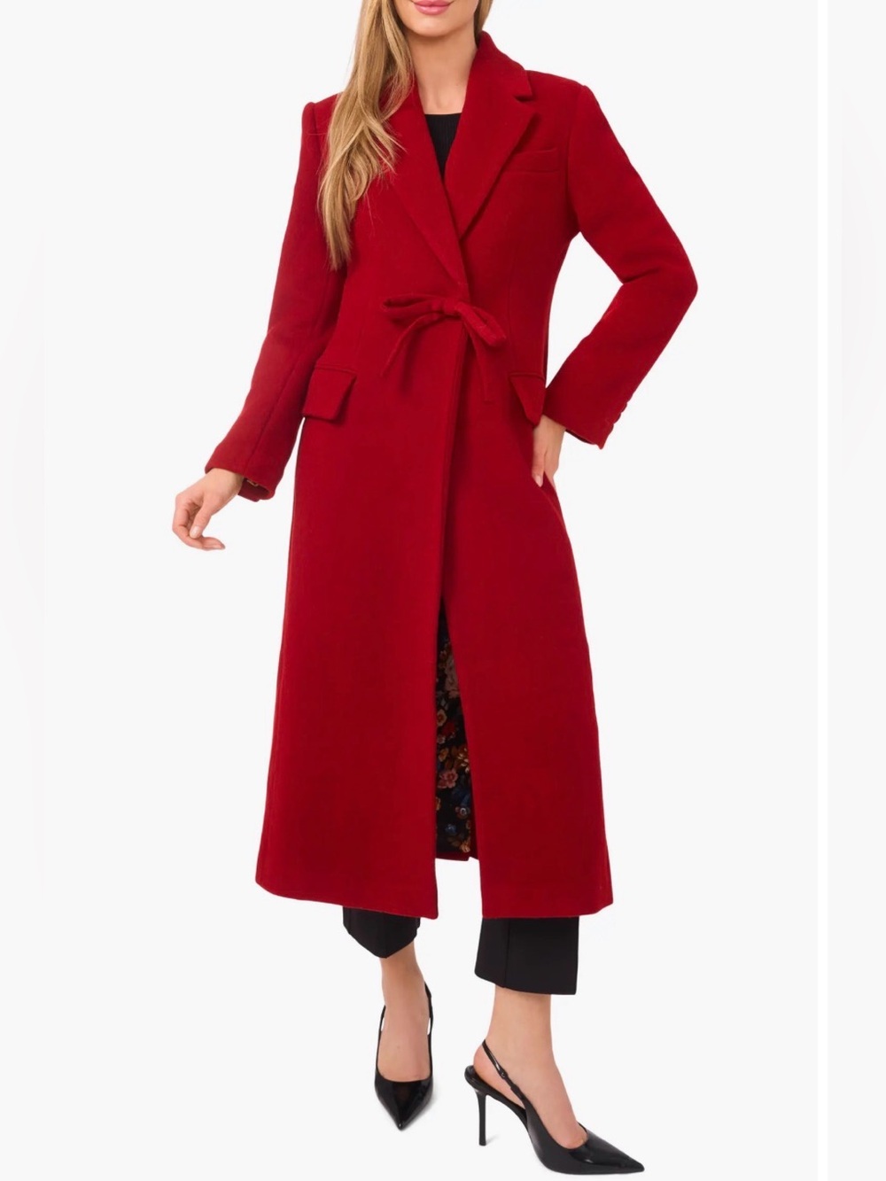 Ted Baker Bow Wool Longlin Red Coat Jacket 4